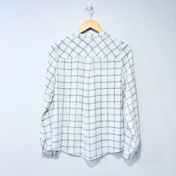 SEARS White & black plaid sheer blouse | Lightweight * - Picture 2 of 8